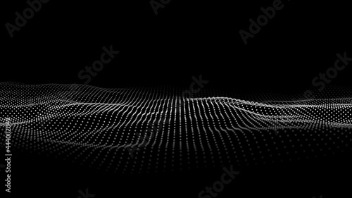 Digital technology wave. Abstract background with dots and lines moving in space. Futuristic modern dynamic wave.