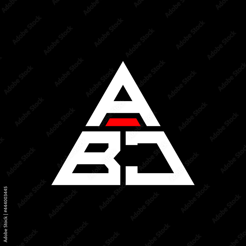 ABJ triangle letter logo design with triangle shape. ABJ triangle logo design monogram. ABJ triangle vector logo template with red color. ABJ triangular logo Simple, Elegant, and Luxurious Logo. ABJ 