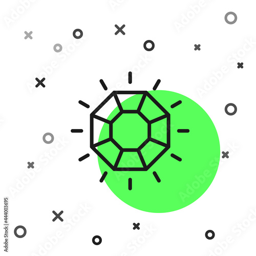 Black line Diamond icon isolated on white background. Jewelry symbol. Gem stone. Vector