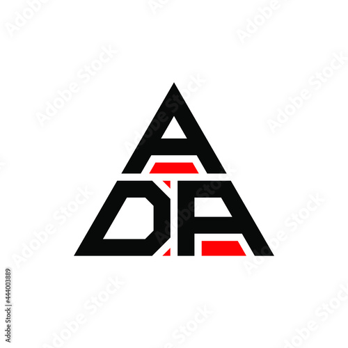 ADA triangle letter logo design with triangle shape. ADA triangle logo design monogram. ADA triangle vector logo template with red color. ADA triangular logo Simple, Elegant, and Luxurious Logo. ADA 
