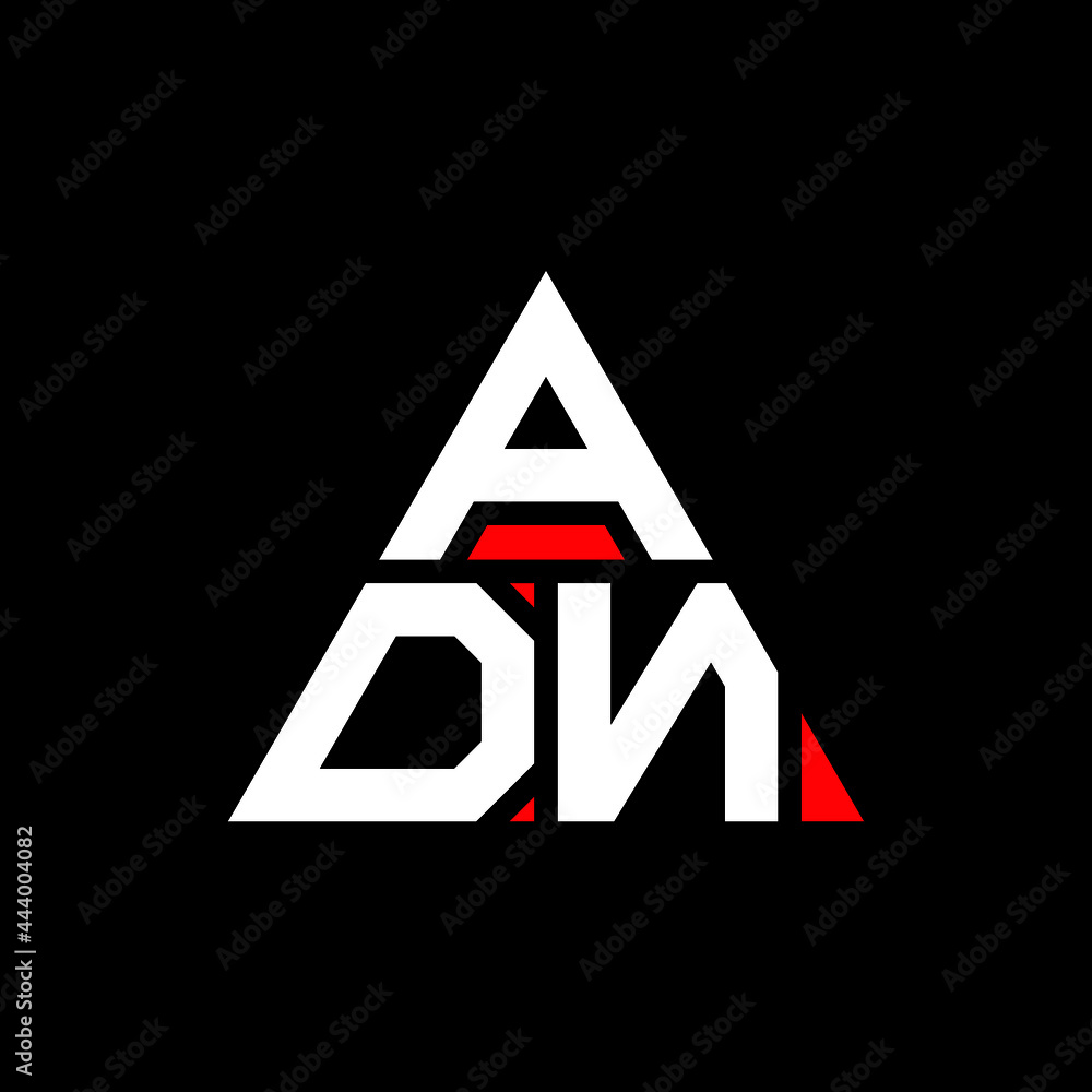 ADN triangle letter logo design with triangle shape. ADN triangle logo