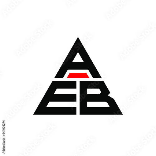 AEB triangle letter logo design with triangle shape. AEB triangle logo design monogram. AEB triangle vector logo template with red color. AEB triangular logo Simple, Elegant, and Luxurious Logo. AEB  photo
