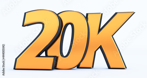 golden 20k or 20000 thank you, Web user Thank you celebrate of subscribers or followers and likes, 3D render photo