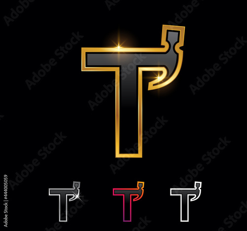 Golden Monogram Hammer Letter T