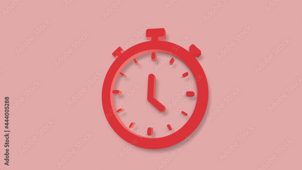 Stopwatch 3d icon isolated on red background. Time timer sign. 4K