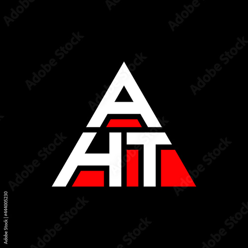 AHT triangle letter logo design with triangle shape. AHT triangle logo design monogram. AHT triangle vector logo template with red color. AHT triangular logo Simple, Elegant, and Luxurious Logo. AHT  photo