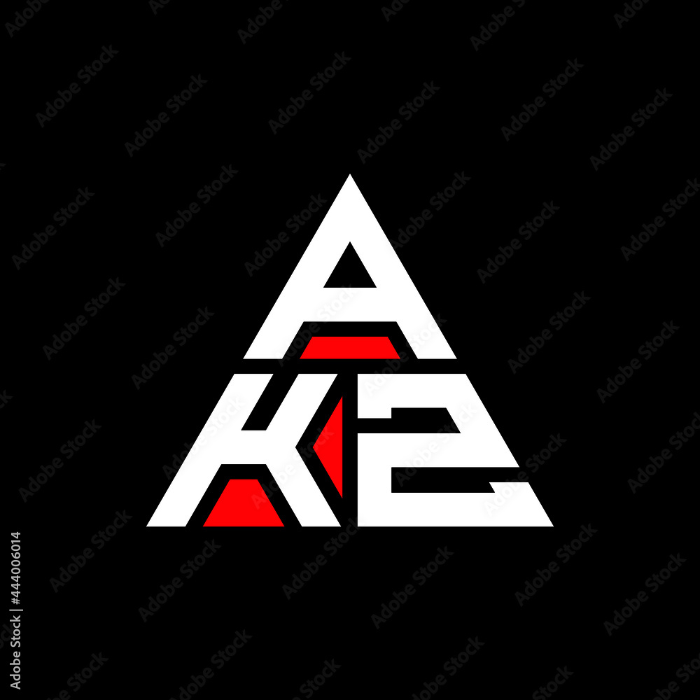 AKZ triangle letter logo design with triangle shape. AKZ triangle logo design monogram. AKZ triangle vector logo template with red color. AKZ triangular logo Simple, Elegant, and Luxurious Logo. AKZ 
