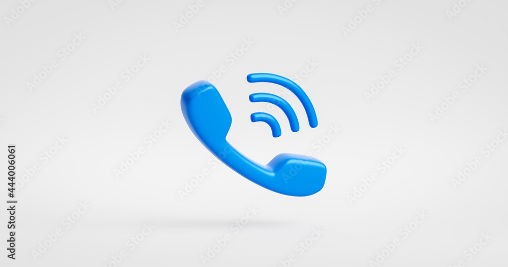 Blue phone icon or contact website mobile symbol isolated on classic communication telephone white background with service support hotline concept. 3D rendering. Blue phone icon or contact website mobile symbol isolated on classic communication telephone white background with service support hotline concept. 3D rendering.