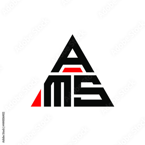 AMS triangle letter logo design with triangle shape. AMS triangle logo design monogram. AMS triangle vector logo template with red color. AMS triangular logo Simple, Elegant, and Luxurious Logo. AMS  photo