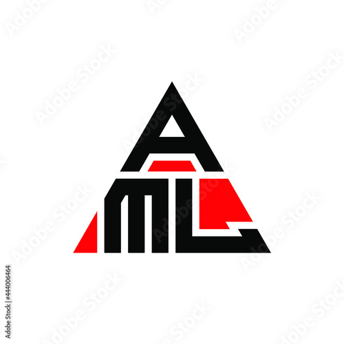 AML triangle letter logo design with triangle shape. AML triangle logo design monogram. AML triangle vector logo template with red color. AML triangular logo Simple, Elegant, and Luxurious Logo. AML 
