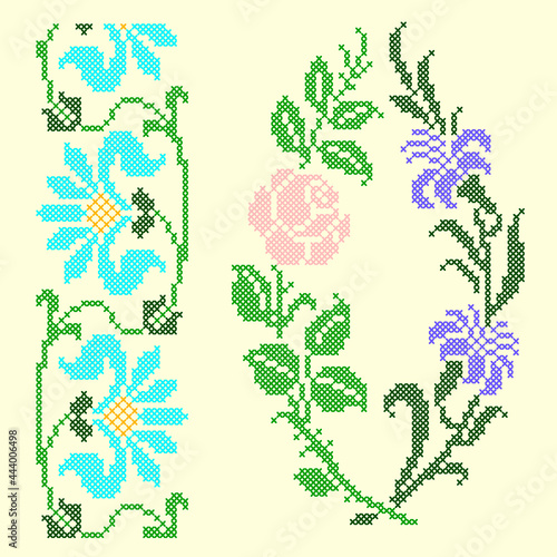 vector art embroidery frame and ornament
