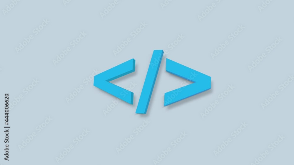 Blue coding code html programming language 3d icon. Front end development icon isolated on blue background. 4K Blue coding code html programming language 3d icon. Front end development icon isolated on blue background. 4K