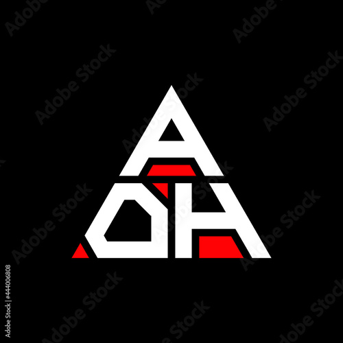 AOH triangle letter logo design with triangle shape. AOH triangle logo design monogram. AOH triangle vector logo template with red color. AOH triangular logo Simple, Elegant, and Luxurious Logo. AOH  photo