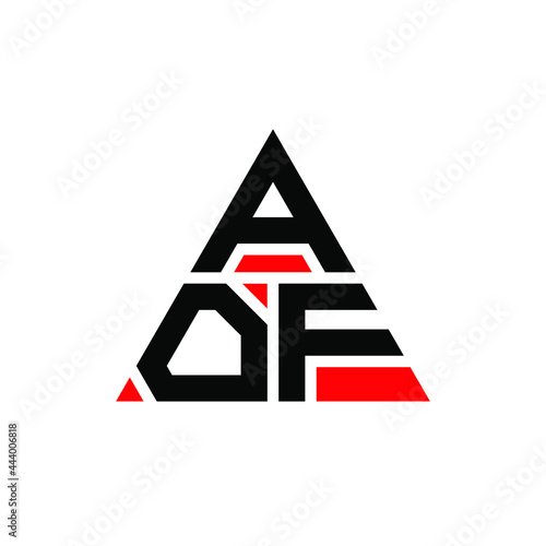 AOF triangle letter logo design with triangle shape. AOF triangle logo design monogram. AOF triangle vector logo template with red color. AOF triangular logo Simple, Elegant, and Luxurious Logo. AOF  photo