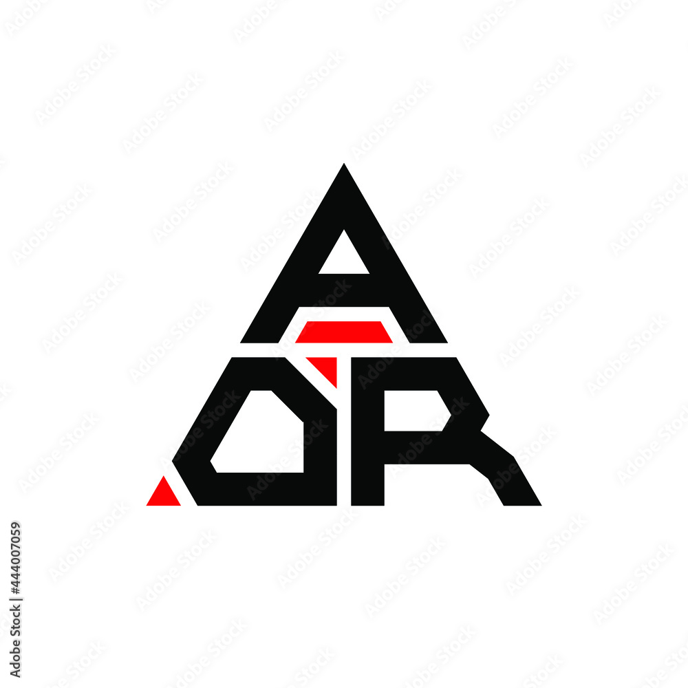 AOR triangle letter logo design with triangle shape. AOR triangle logo