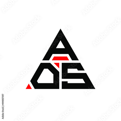 AOS triangle letter logo design with triangle shape. AOS triangle logo design monogram. AOS triangle vector logo template with red color. AOS triangular logo Simple, Elegant, and Luxurious Logo. AOS  photo