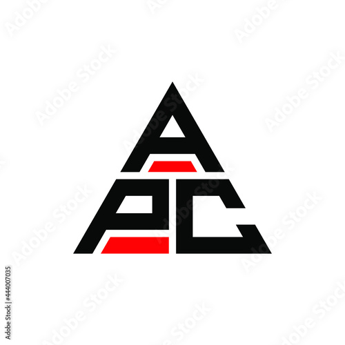 APC triangle letter logo design with triangle shape. APC triangle logo design monogram. APC triangle vector logo template with red color. APC triangular logo Simple, Elegant, and Luxurious Logo. APC  photo