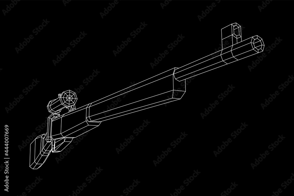 Sniper bolt-action rifle mosin nagant. Wireframe low poly mesh vector illustration. Sniper bolt-action rifle mosin nagant. Wireframe low poly mesh vector illustration.