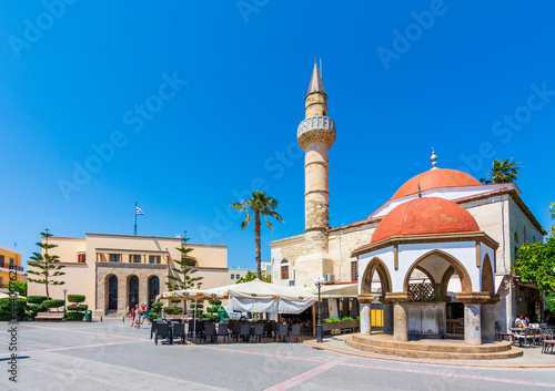 Fototapeta Naklejka Na Ścianę i Meble -  Famous Eleftherias square view in Kos Town. Kos Island is a popular tourist destination in Greece.