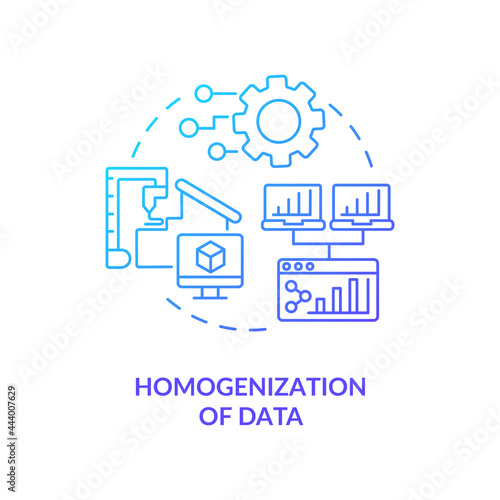 Homogenization of data concept icon. Digital twin characteristics. Innovative computer systems automation abstract idea thin line illustration. Vector isolated outline color drawing