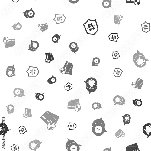 Set Incognito mode, Check mark in speech bubble, System bug and Credit card with shield on seamless pattern. Vector