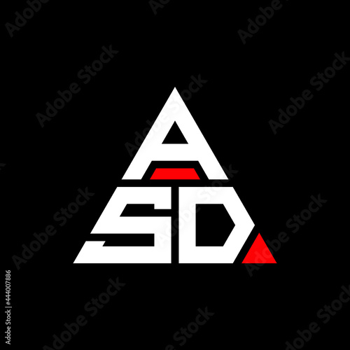 ASD triangle letter logo design with triangle shape. ASD triangle logo design monogram. ASD triangle vector logo template with red color. ASD triangular logo Simple, Elegant, and Luxurious Logo. ASD 