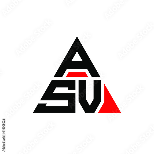 ASV triangle letter logo design with triangle shape. ASV triangle logo design monogram. ASV triangle vector logo template with red color. ASV triangular logo Simple, Elegant, and Luxurious Logo. ASV  photo