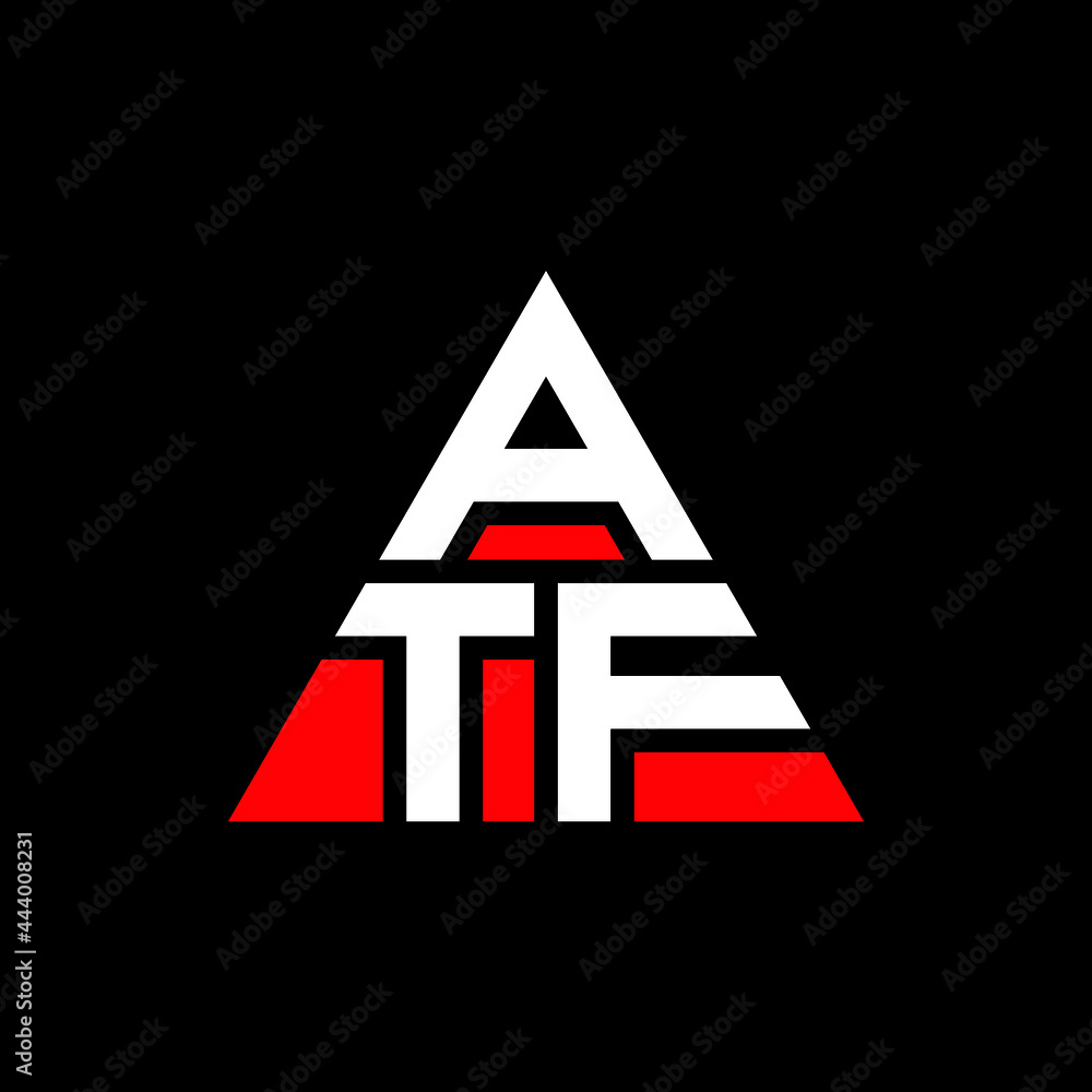 ATF triangle letter logo design with triangle shape. ATF triangle logo design monogram. ATF triangle vector logo template with red color. ATF triangular logo Simple, Elegant, and Luxurious Logo. ATF  - obrazy, fototapety, plakaty 