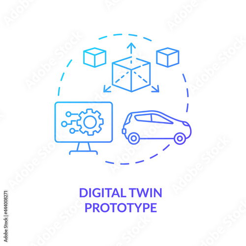 Digital twin prototype concept icon. Early example of future products. Innovation technologies. Modern smart products abstract idea thin line illustration. Vector isolated outline color drawing