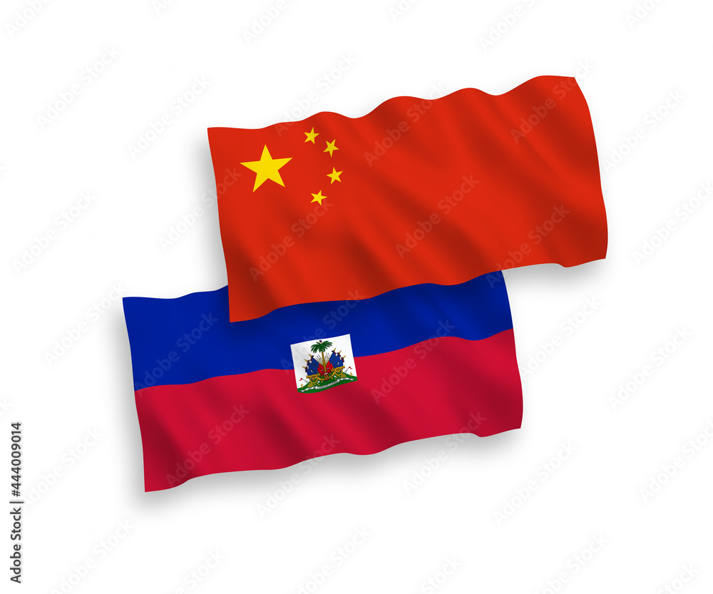 Flags of Republic of Haiti and China on a white background Flags of Republic of Haiti and China on a white background