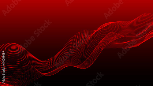Abstract digital background. Futuristic wave of dots and weave lines. Digital technology. 3d rendering.