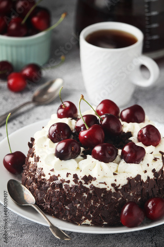 A traditional German chocolate and cherry cake Schwarzwald 