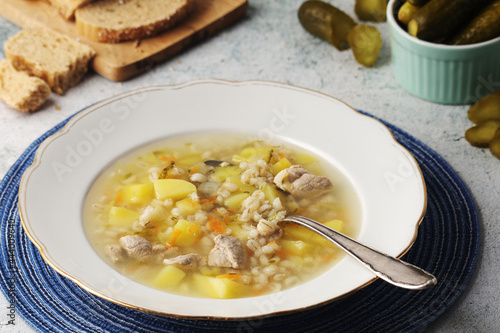 Rassolnik, traditional soup of Russian cuisine