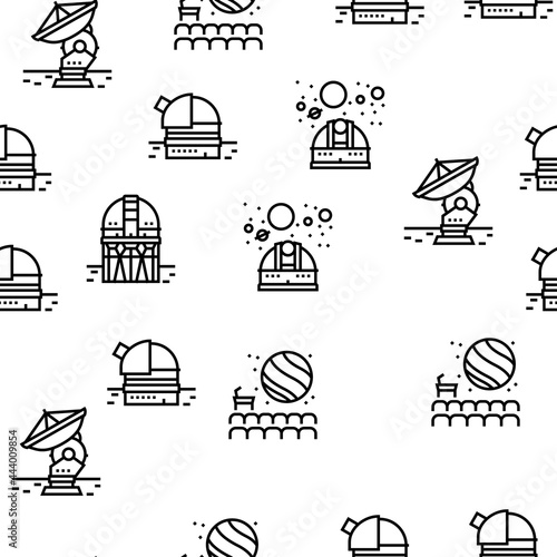 Planetarium Equipment Vector Seamless Pattern Thin Line Illustration photo