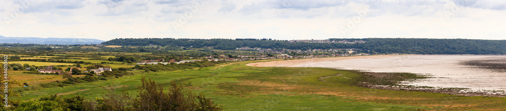 Coastline View from Sand Point, Weston-Super-Mare. Panoramic landscape