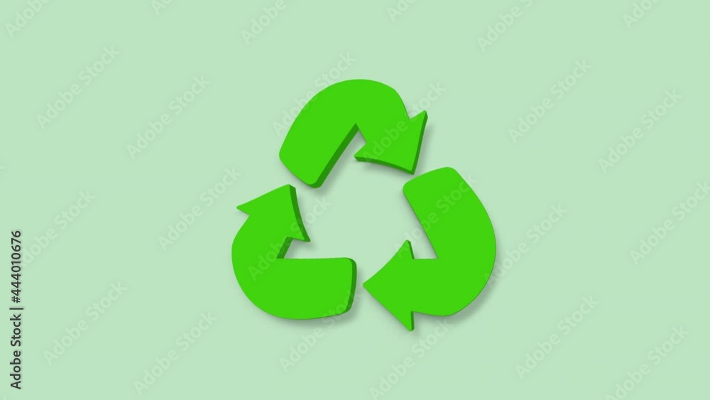 Recycle 3d icon animation. Arrows on a green background. 4k Recycle 3d icon animation. Arrows on a green background. 4k