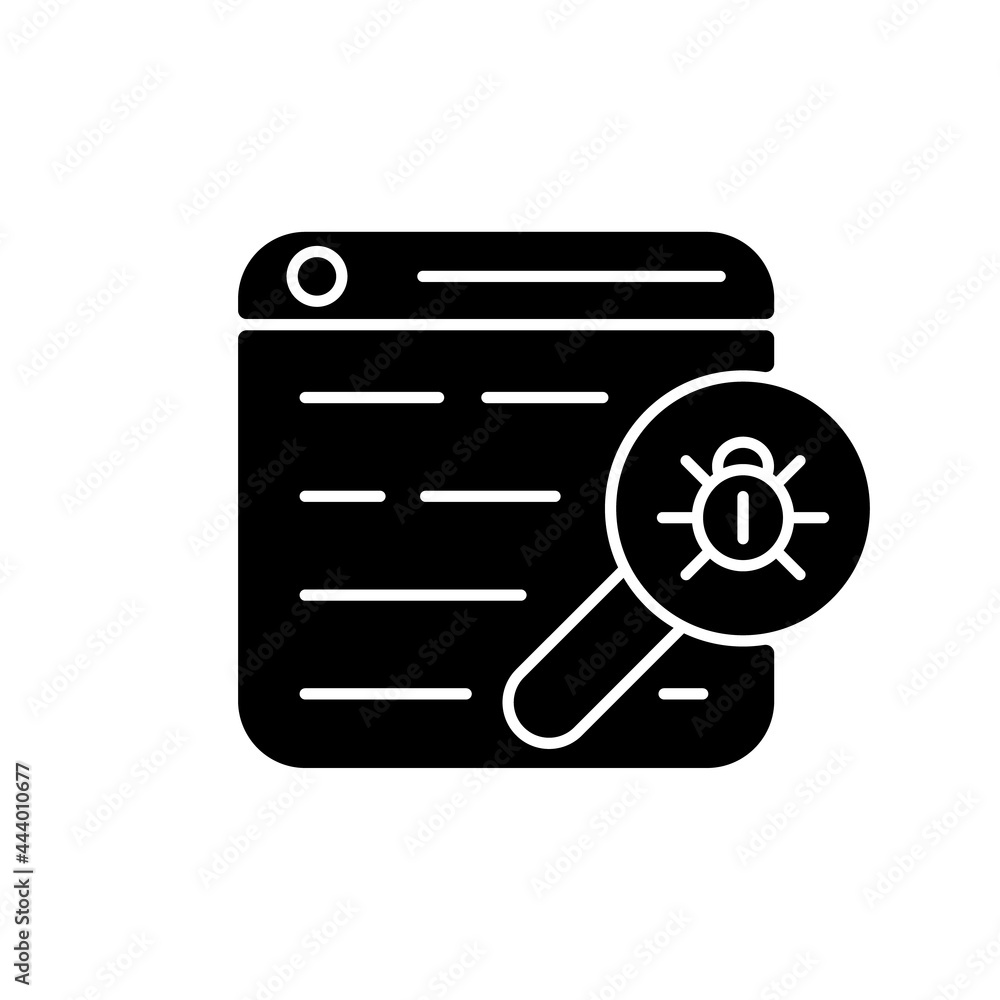 Web bug black glyph icon. Web beacon. Gathering, tracking webpage information. Statistics collection. Monitoring user behavior. Silhouette symbol on white space. Vector isolated illustration Web bug black glyph icon. Web beacon. Gathering, tracking webpage information. Statistics collection. Monitoring user behavior. Silhouette symbol on white space. Vector isolated illustration