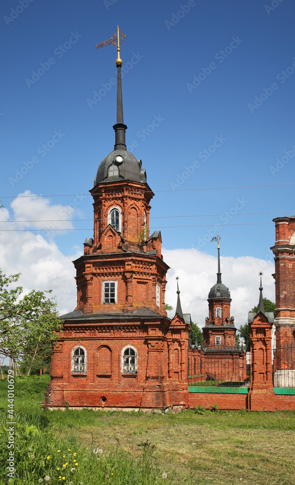 Fence and towers of Kremlin in Volokolamsk. Russia