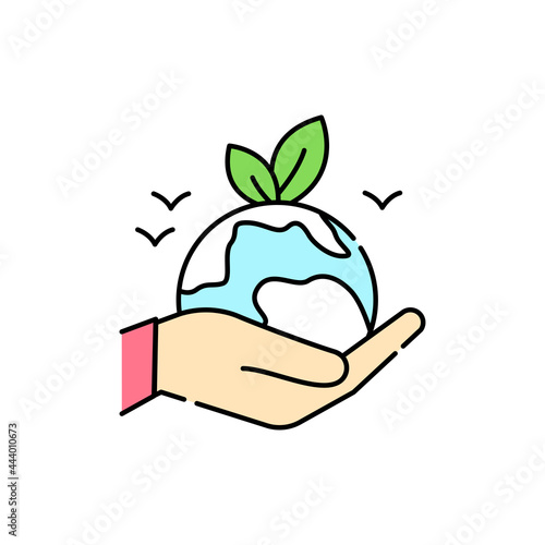 Enviroment protection olor line icon. Pictogram for web page, mobile app, promo