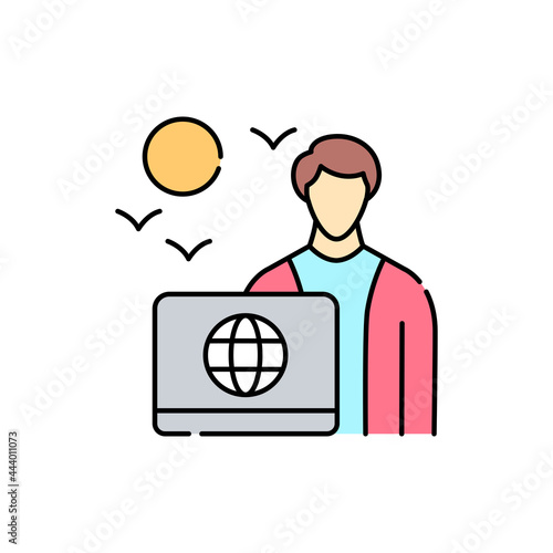 Downshifter olor line icon. Pictogram for web page, mobile app, promo