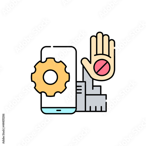 Rejection of technology olor line icon. Pictogram for web page, mobile app, promo