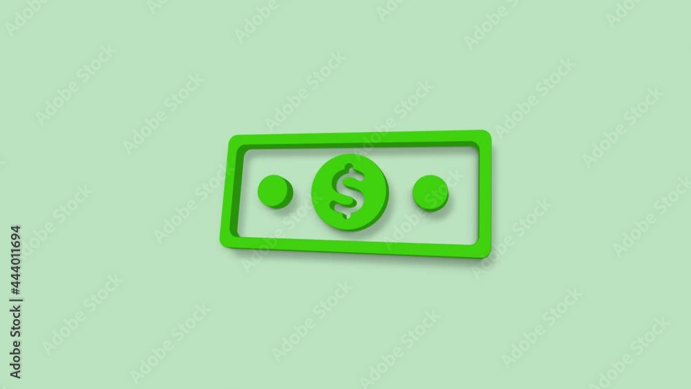 Banknote dollar 3d icon isolated on green background. Banking currency sign. Cash symbol. Banknote dollar 3d icon isolated on green background. Banking currency sign. Cash symbol.