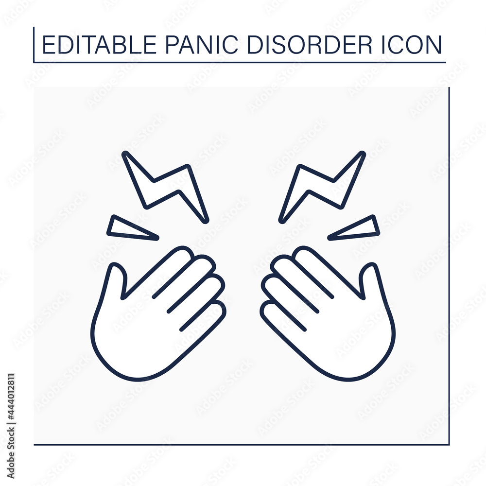 Obraz premium Tingling sensation line icon. Feeling tingling hands, feet, arms and legs. Numbness, or decrease in ability to feel texture.Panic disorder concept. Isolated vector illustration. Editable stroke
