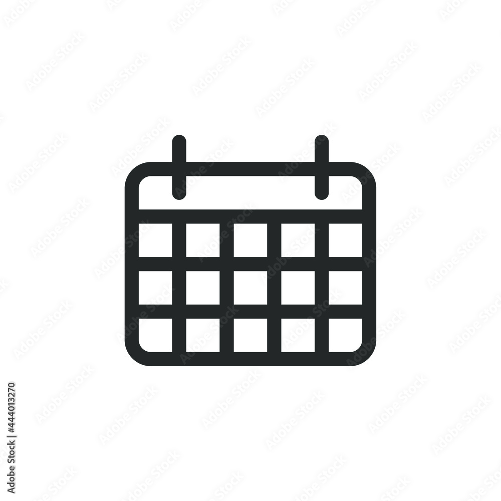 Calendar vector illustration icon. Schedule symbol button. Date reminder sign. Application and web interface logo. Silhouette isolated on white background. Calendar vector illustration icon. Schedule symbol button. Date reminder sign. Application and web interface logo. Silhouette isolated on white background.