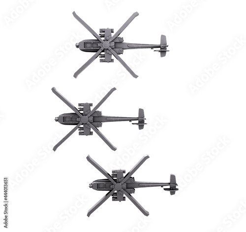War helicopter isolated on grey background. 3d rendering - illustration