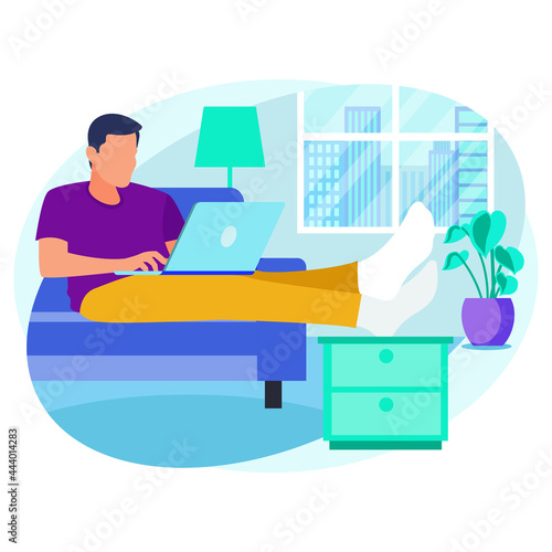 Male Employee working from home while  seating on sofa