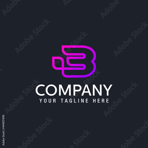B letter vector graphic creative line alphabet symbol logo