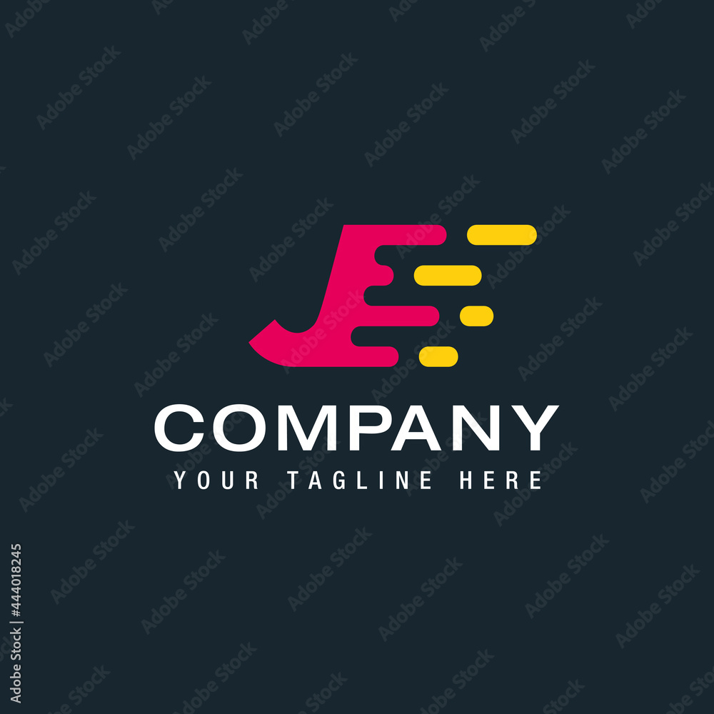 Letter J with Delivery service logo, Fast Speed, Moving and Quick, Digital and Technology for your Corporate identity Letter J with Delivery service logo, Fast Speed, Moving and Quick, Digital and Technology for your Corporate identity