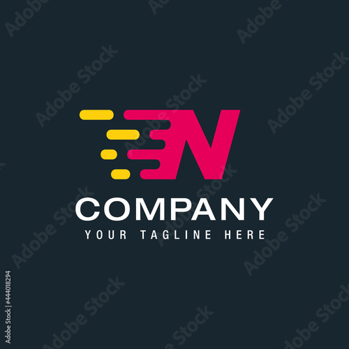 Letter N with Delivery service logo, Fast Speed, Moving and Quick, Digital and Technology for your Corporate identity