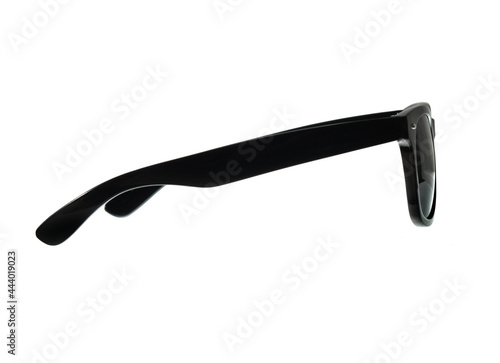 sunglasses with black frames and lenses over white background